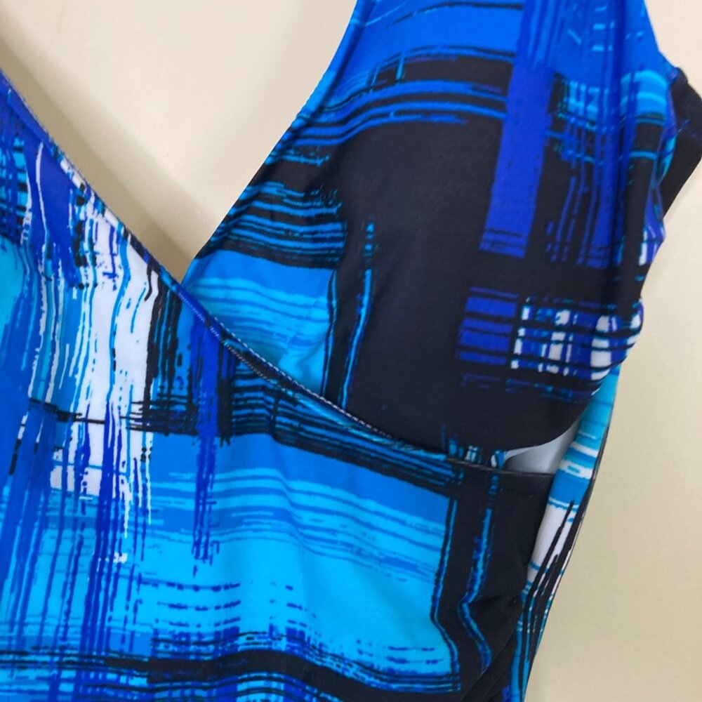 Miraclesuit Swimsuit Womens 10 Blue Abstract Print One-Piece Style 468428 - Picture 4 of 7